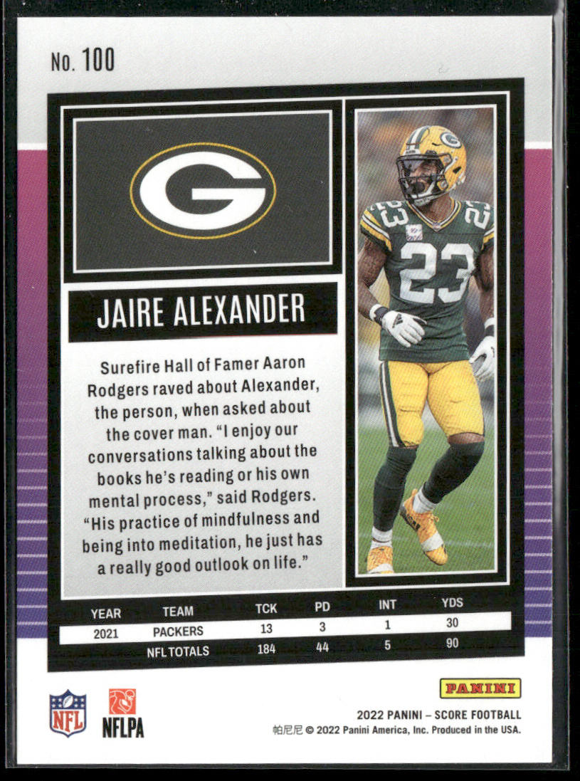Jaire Alexander 2022 Score #100 Green Bay Packers