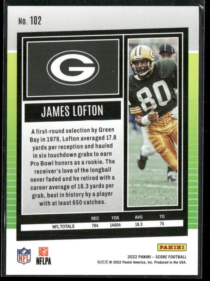 James Lofton 2022 Score #102 Green Bay Packers