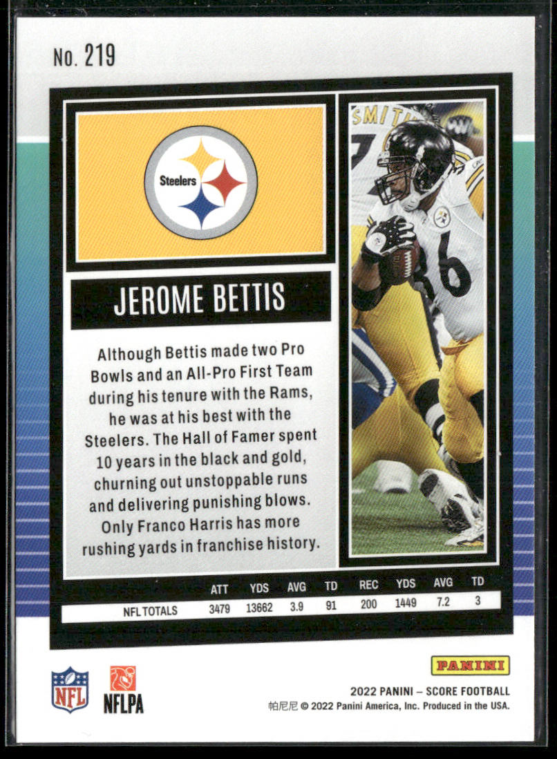 Jerome Bettis 2022 Score #219 Pittsburgh Steelers
