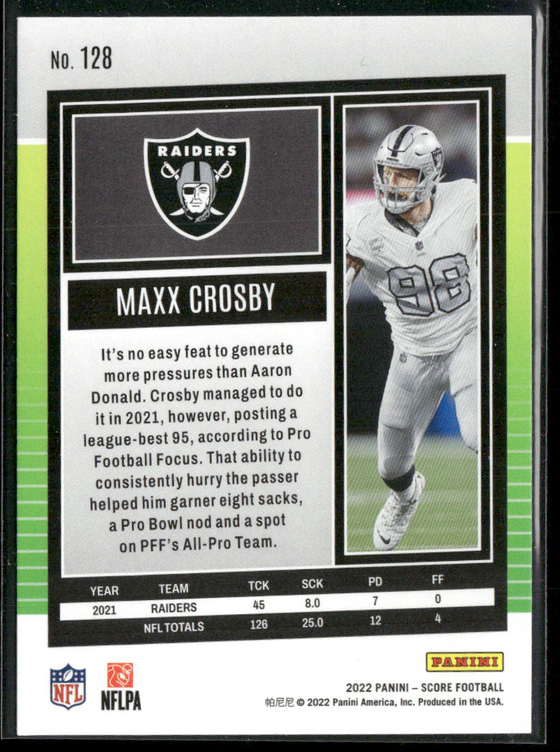 Maxx Crosby 2022 Score #128 Las Vegas Raiders