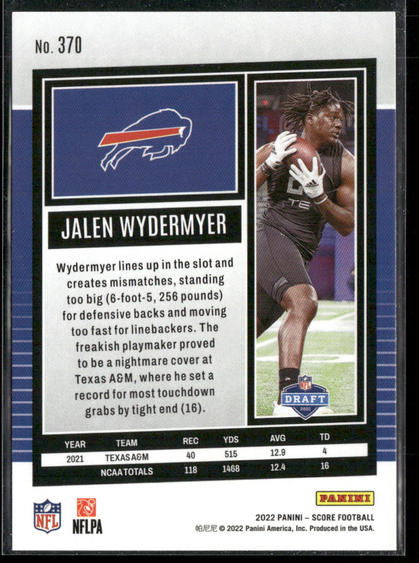 Jalen Wydermyer 2022 Score #370 RC Buffalo Bills