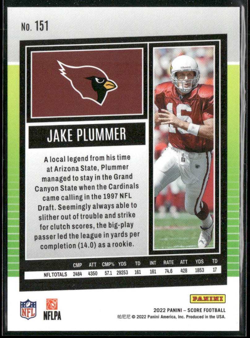 Jake Plummer 2022 Score #151 Arizona Cardinals