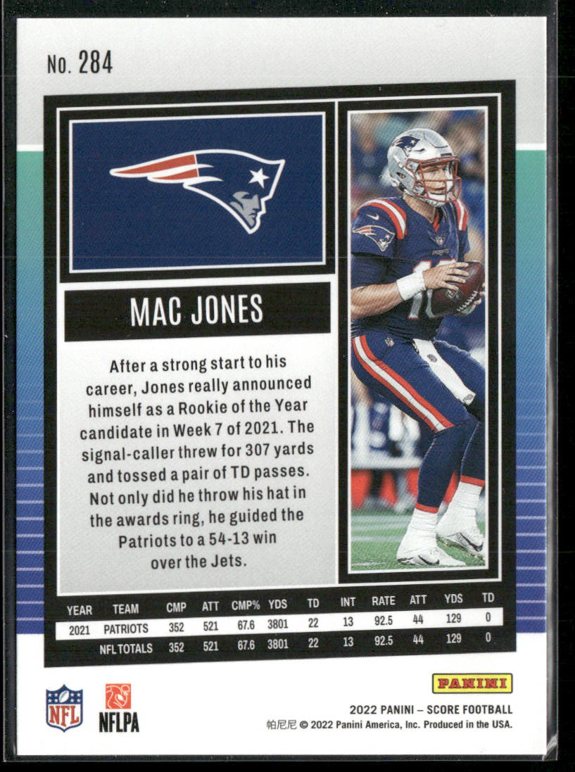Mac Jones 2022 Score #284 New England Patriots