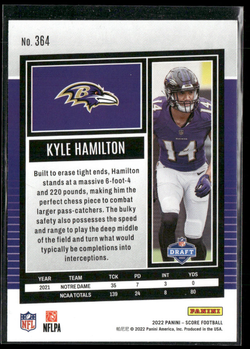 Kyle Hamilton 2022 Score #364 RC Baltimore Ravens