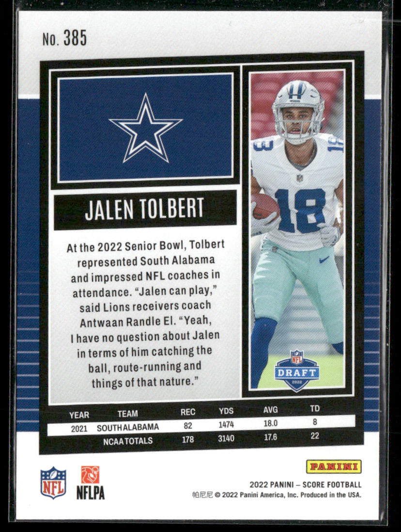 Jalen Tolbert 2022 Score #385 RC Dallas Cowboys