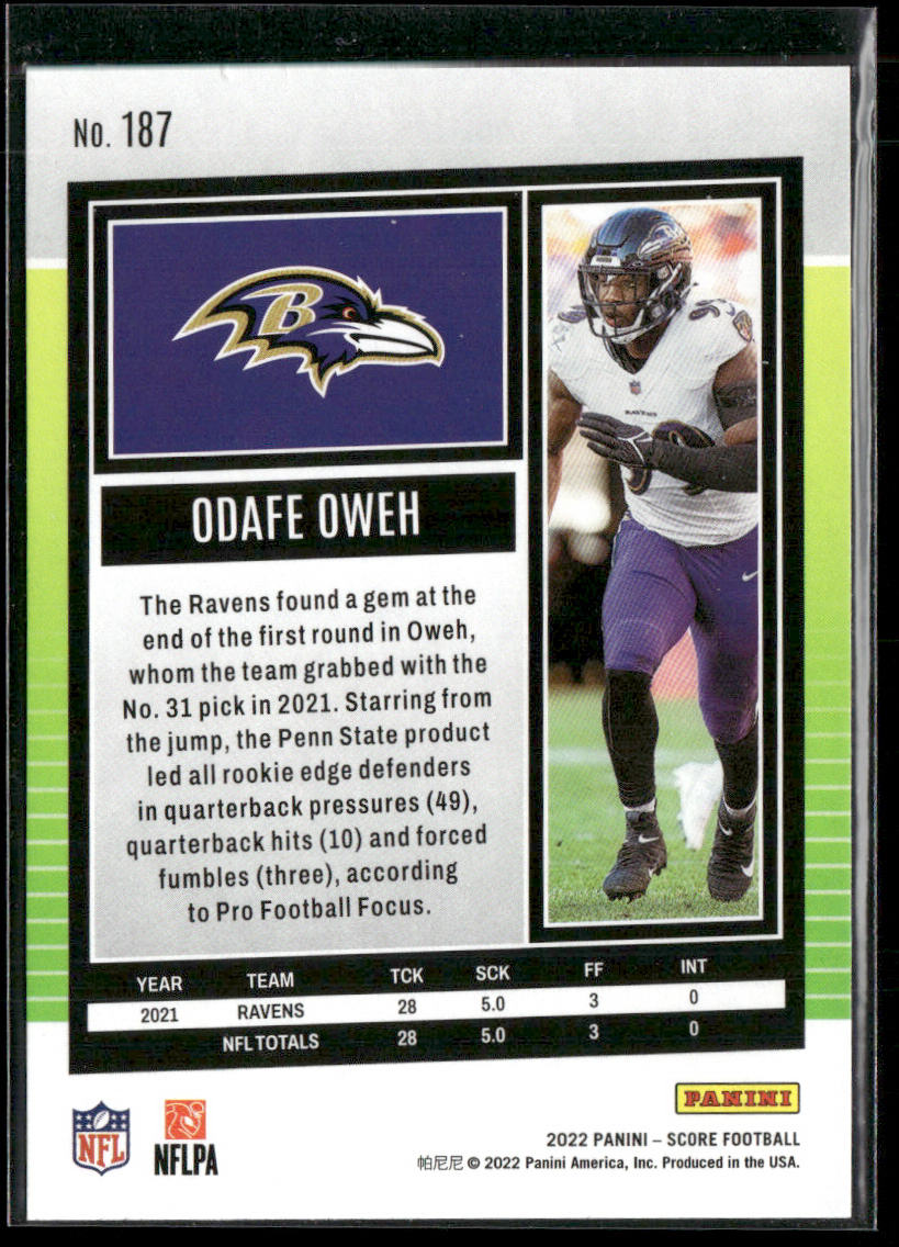 Odafe Oweh 2022 Score #187 Baltimore Ravens