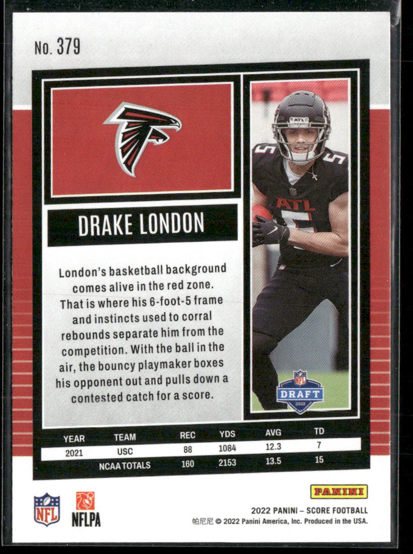 Drake London 2022 Score #379 RC Atlanta Falcons