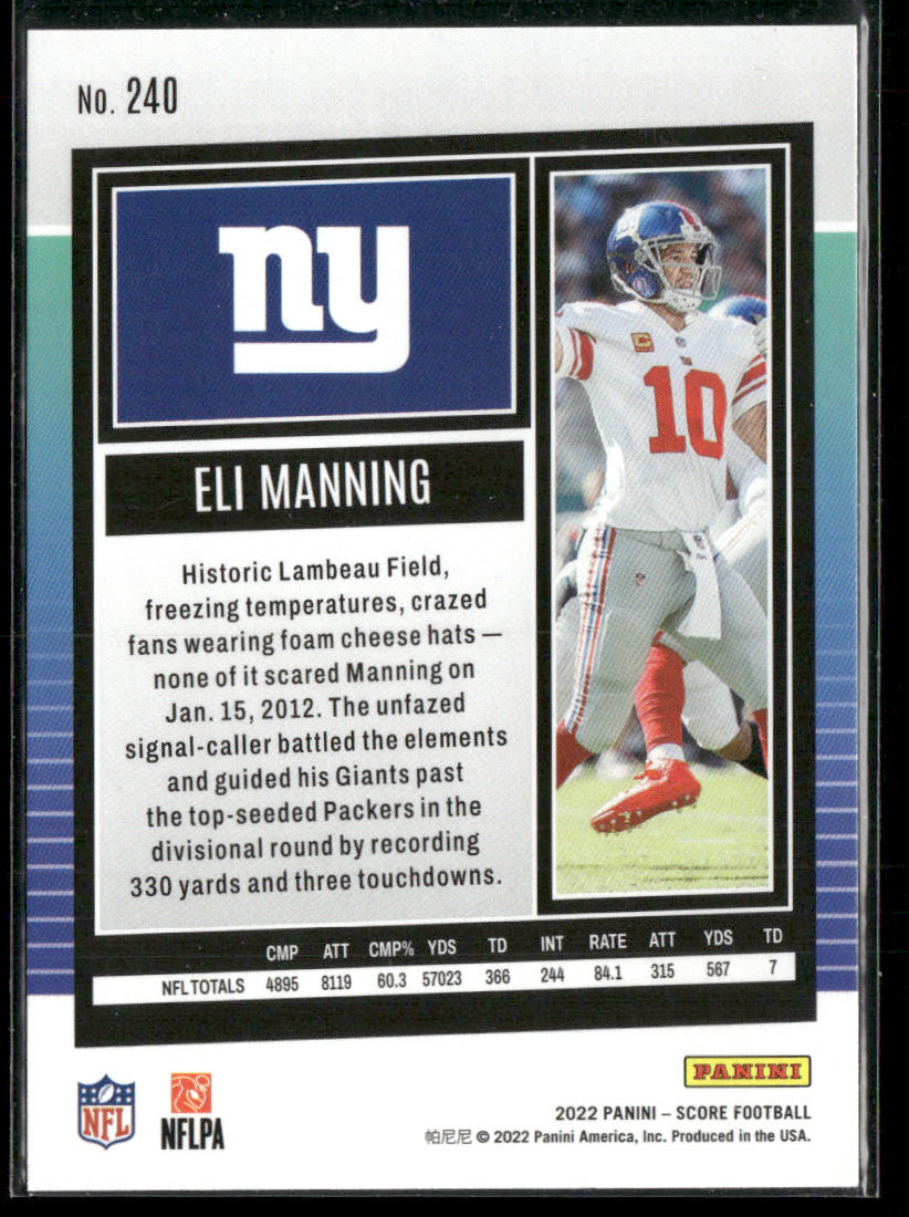Eli Manning 2022 Score #240 New York Giants