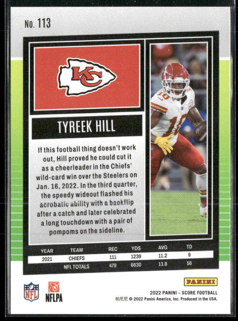 Tyreek Hill 2022 Score #113 Kansas City Chiefs