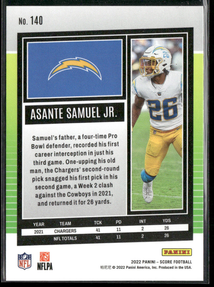 Asante Samuel Jr. 2022 Score #140 Los Angeles Chargers