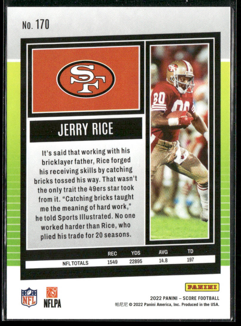 Jerry Rice 2022 Score #170 San Francisco 49ers