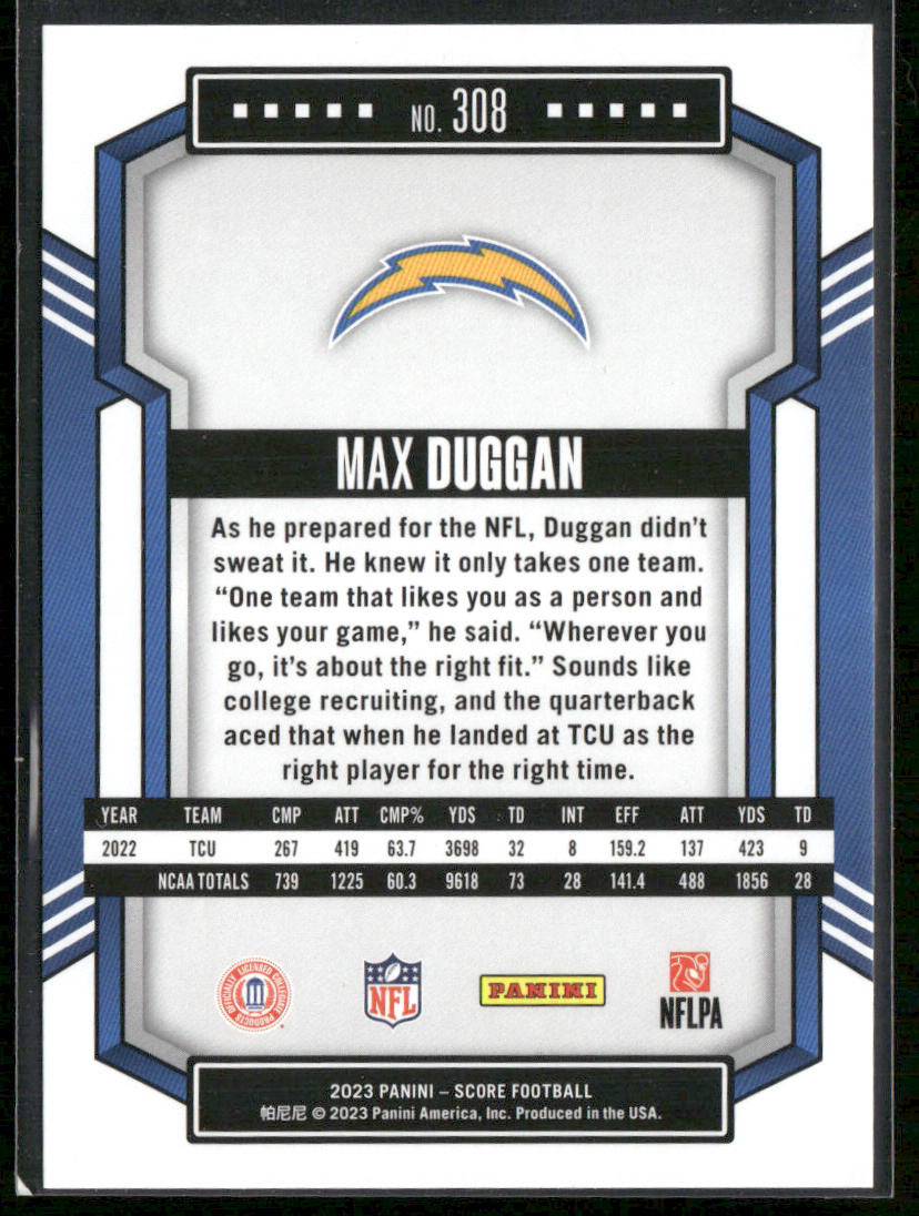 Max Duggan 2023 Score #308 RC Los Angeles Chargers