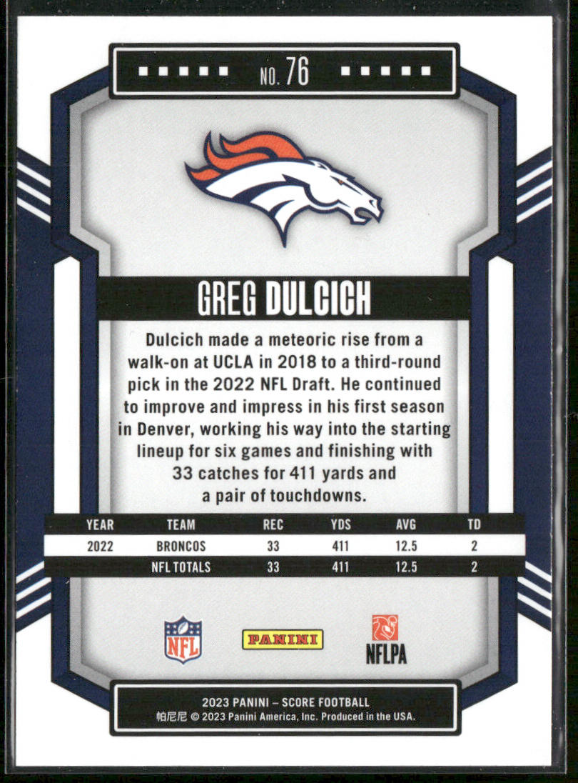 Greg Dulcich 2023 Score #76 Denver Broncos
