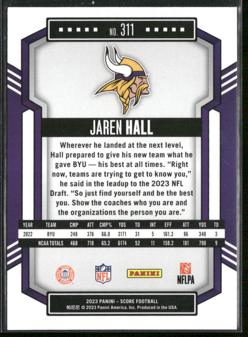 Jaren Hall 2023 Score #311 RC Minnesota Vikings