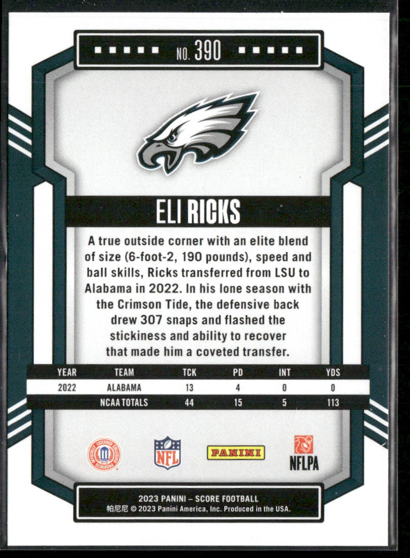 Eli Ricks 2023 Score #390 RC Philadelphia Eagles