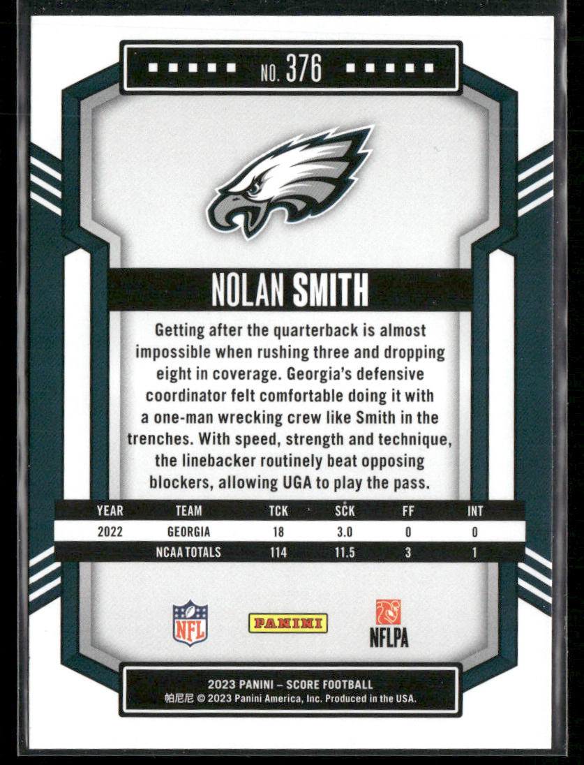Nolan Smith 2023 Score #376 RC Philadelphia Eagles