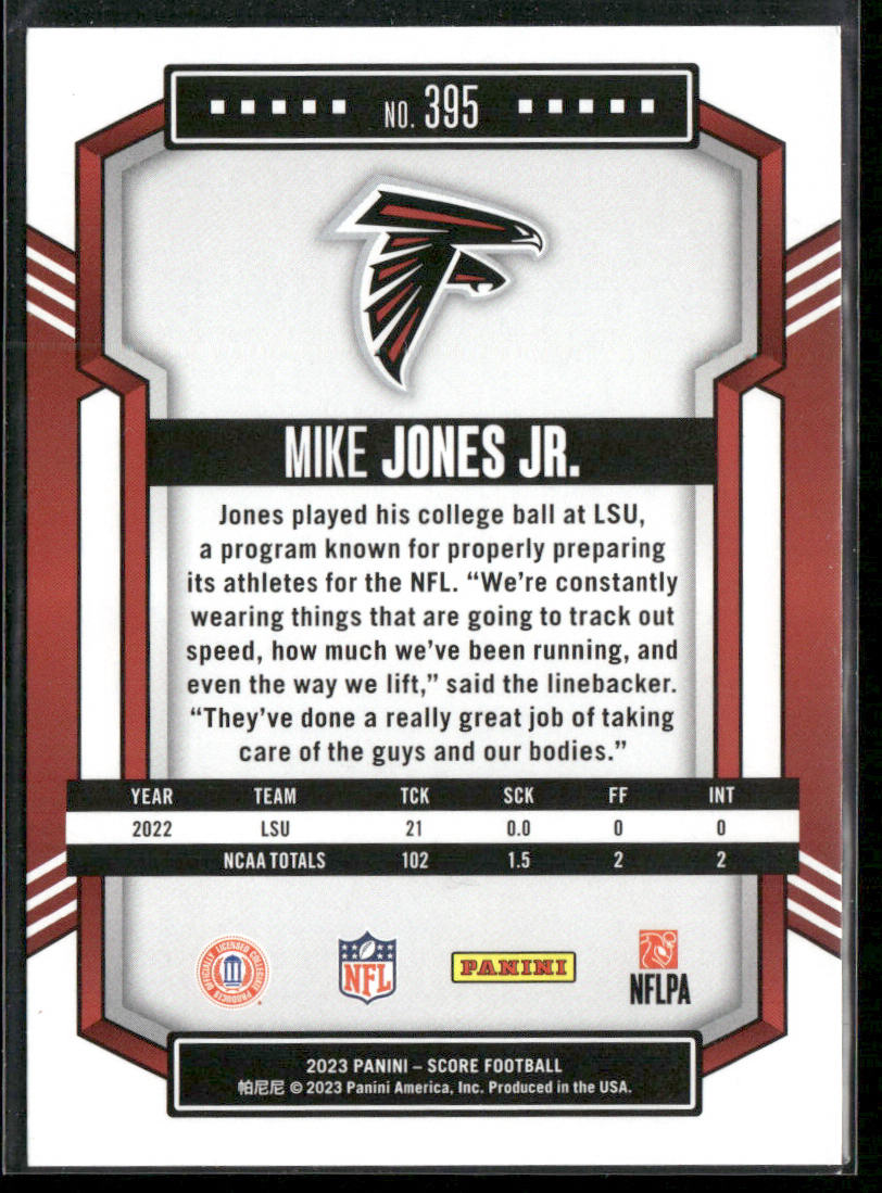 Mike Jones Jr. 2023 Score #395 RC Atlanta Falcons