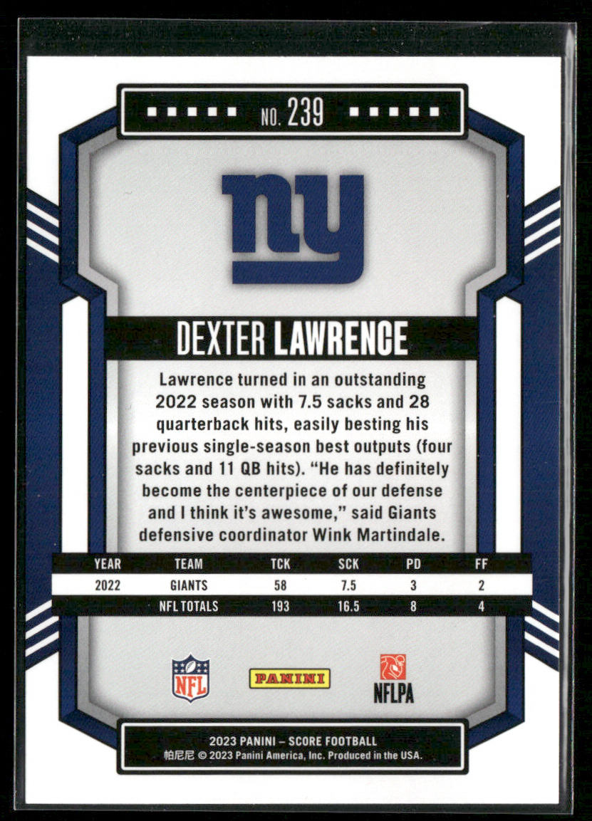 Dexter Lawrence 2023 Score #239 New York Giants