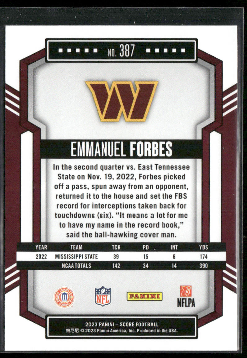 Emmanuel Forbes 2023 Score #387 RC Washington Commanders
