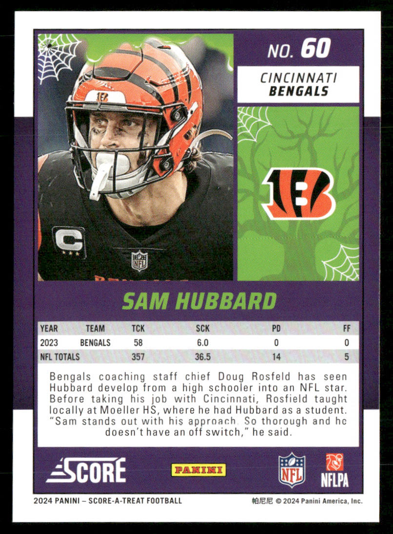 Sam Hubbard 2024 Score-A-Treat A-Treat - Green Bats #60 Cincinnati Bengals