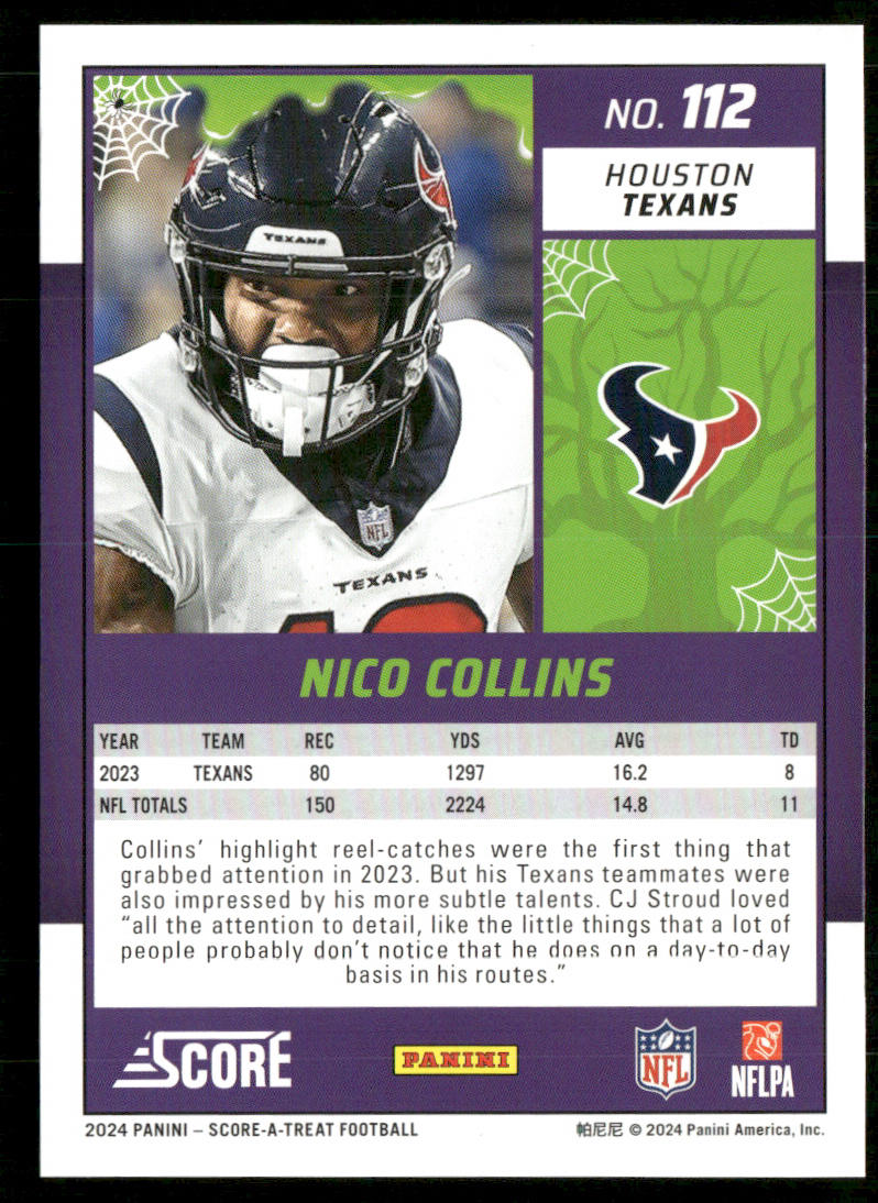 Nico Collins 2024 Score-A-Treat A-Treat - Green Bats #112 Houston Texans