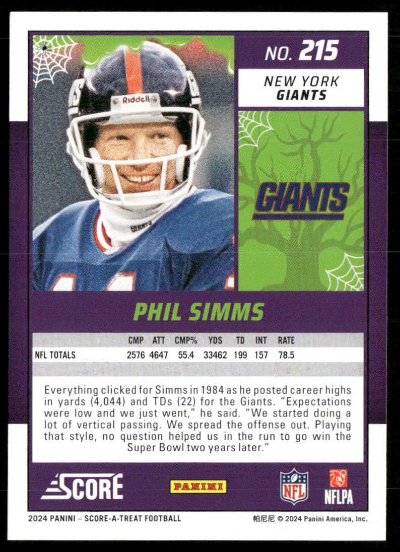 Phil Simms 2024 Score-A-Treat A-Treat - Green Bats #215 New York Giants
