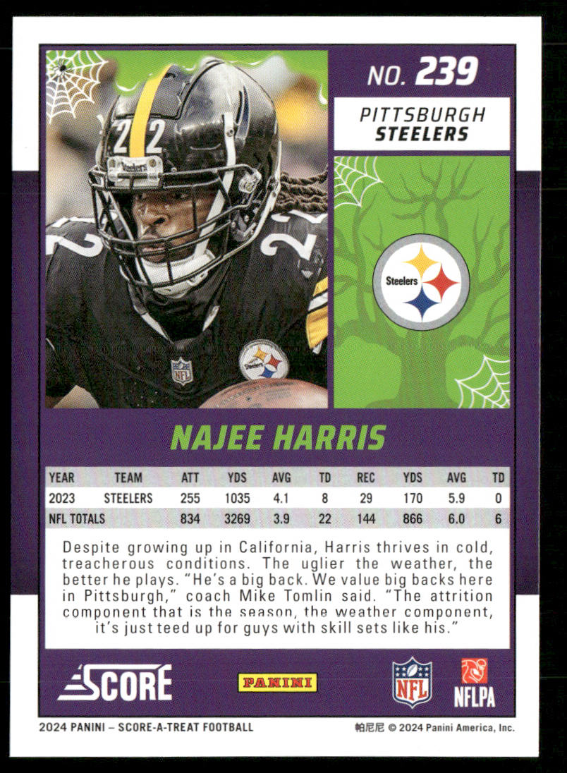 Najee Harris 2024 Score-A-Treat A-Treat - Green Bats #239 Pittsburgh Steelers