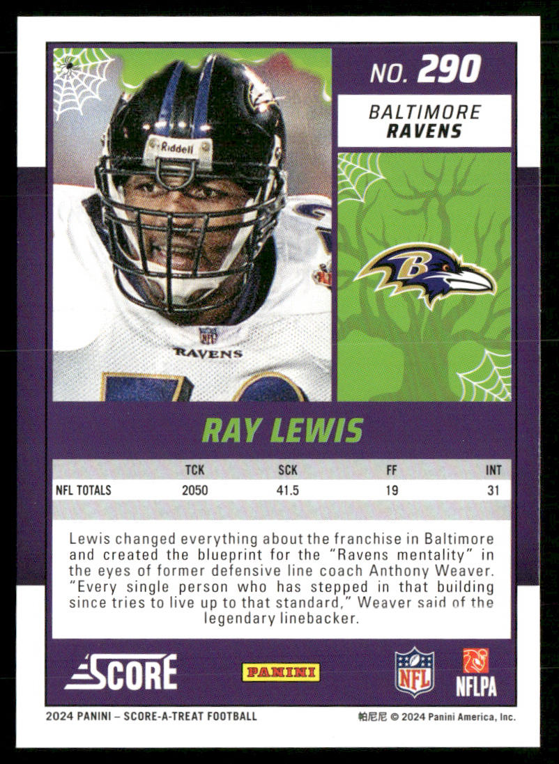 Ray Lewis 2024 Score-A-Treat A-Treat - Green Bats #290 Baltimore Ravens