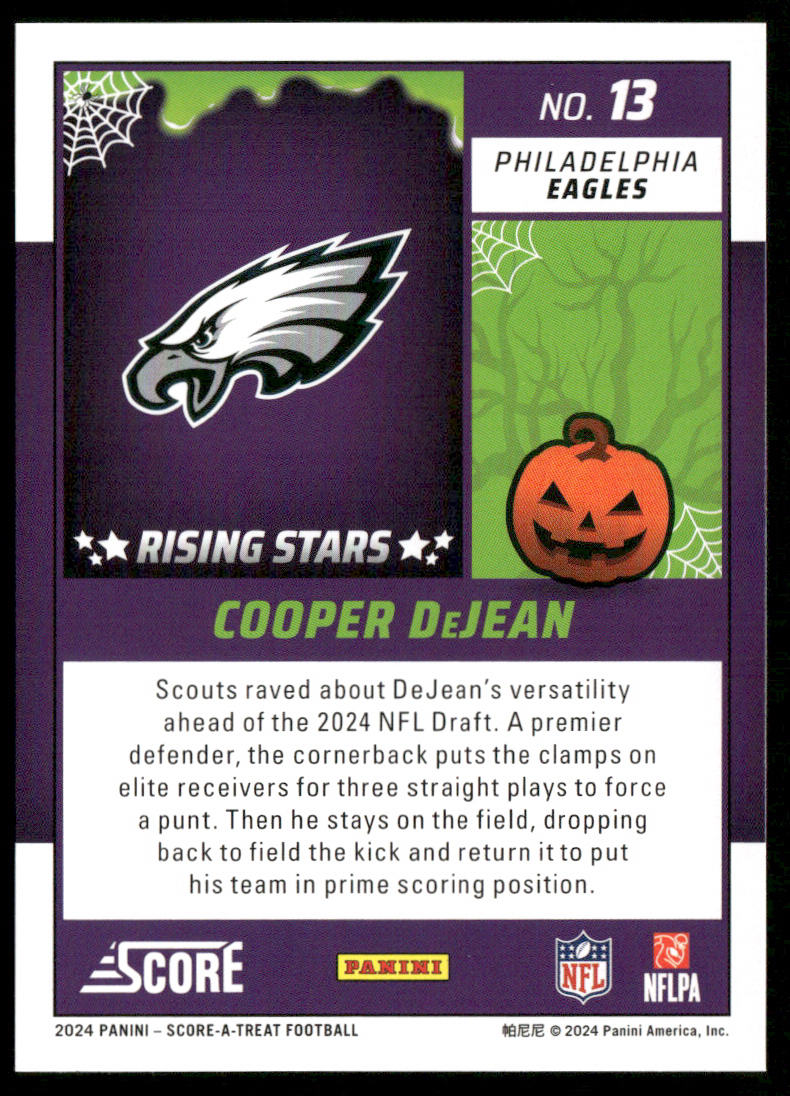 Cooper DeJean 2024 Score-A-Treat A-Treat - Rising Stars Orange Pumpkin #13 Philadelphia Eagles