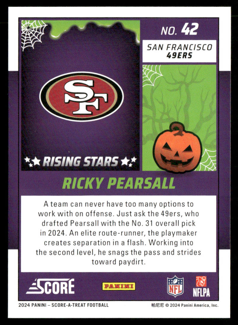 Ricky Pearsall 2024 Score-A-Treat A-Treat - Rising Stars Orange Pumpkin #42 San Francisco 49ers