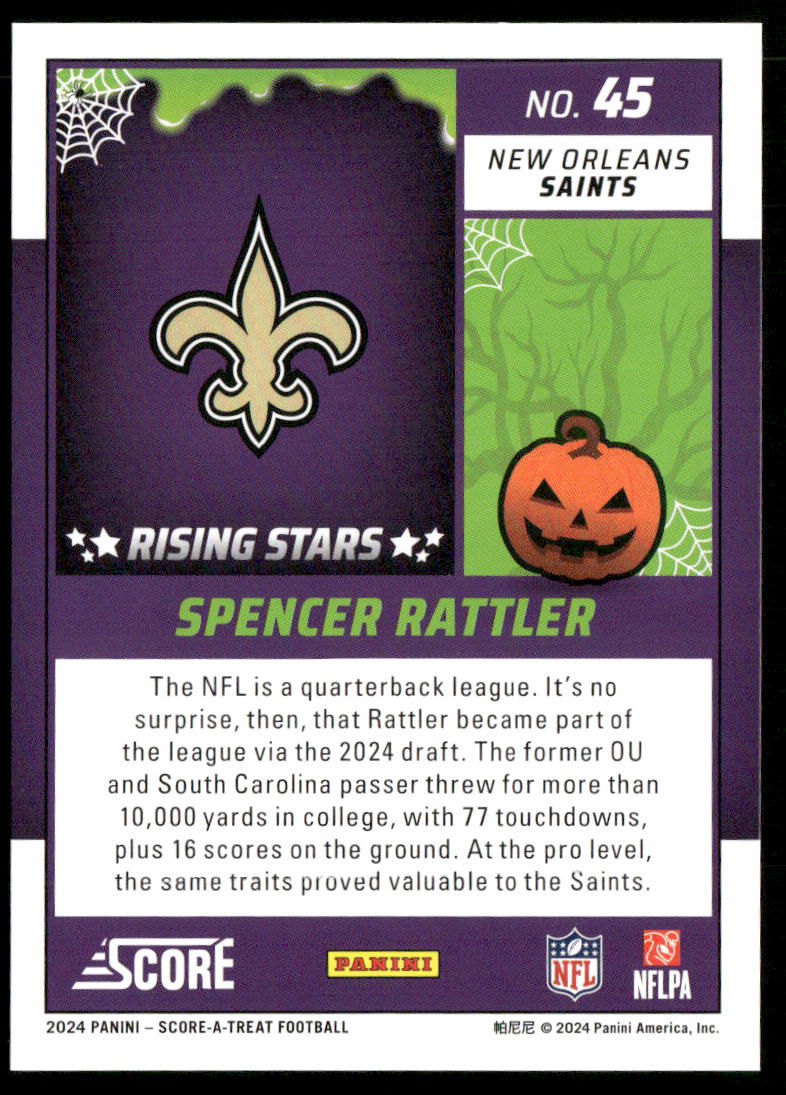Spencer Rattler 2024 Score-A-Treat A-Treat - Rising Stars Green Bats #45 New Orleans Saints