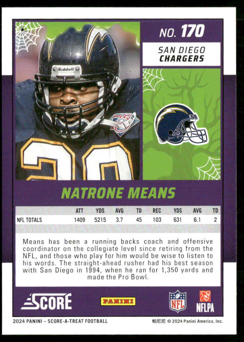 Natrone Means 2024 Score-A-Treat #170 San Diego Chargers