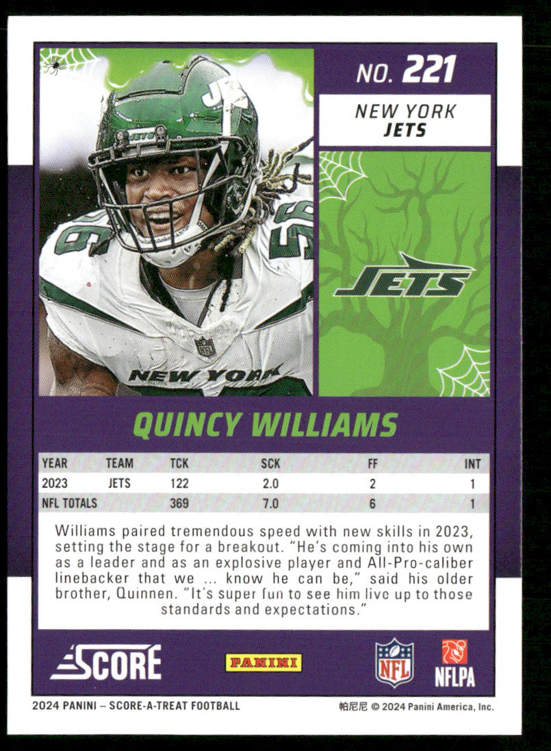 Quincy Williams 2024 Score-A-Treat #221 New York Jets