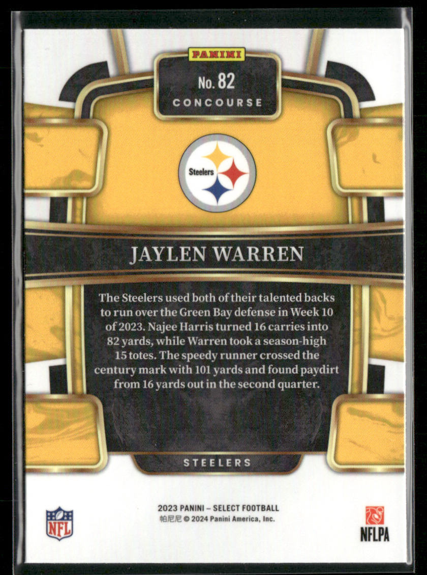Jaylen Warren 2023 Panini Select #82 Pittsburgh Steelers
