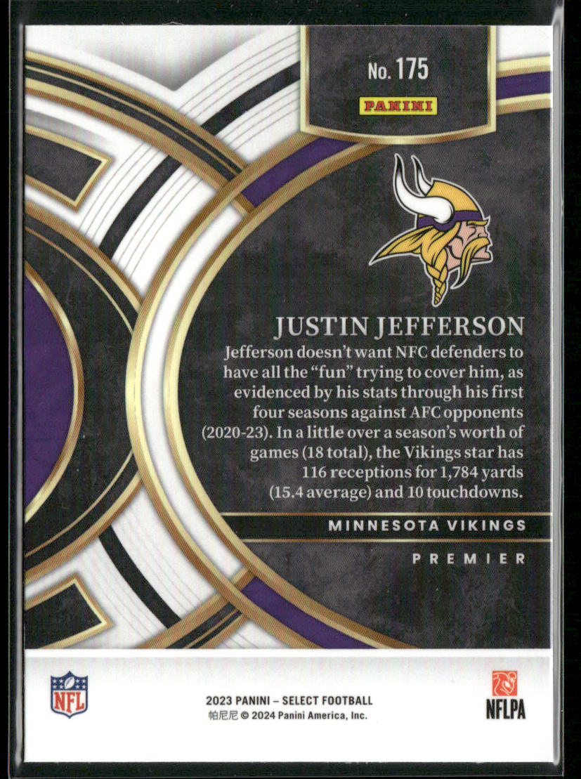 Justin Jefferson 2023 Panini Select #175 Minnesota Vikings