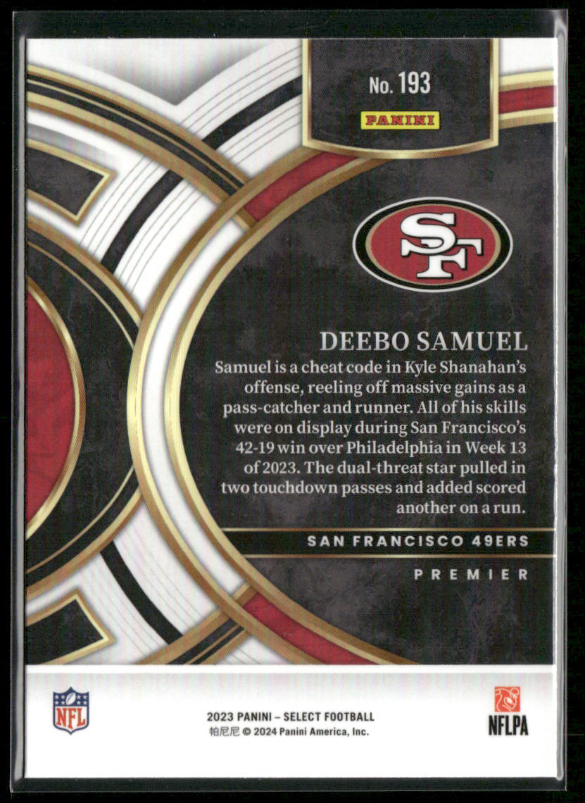 Deebo Samuel 2023 Panini Select #193 San Francisco 49ers