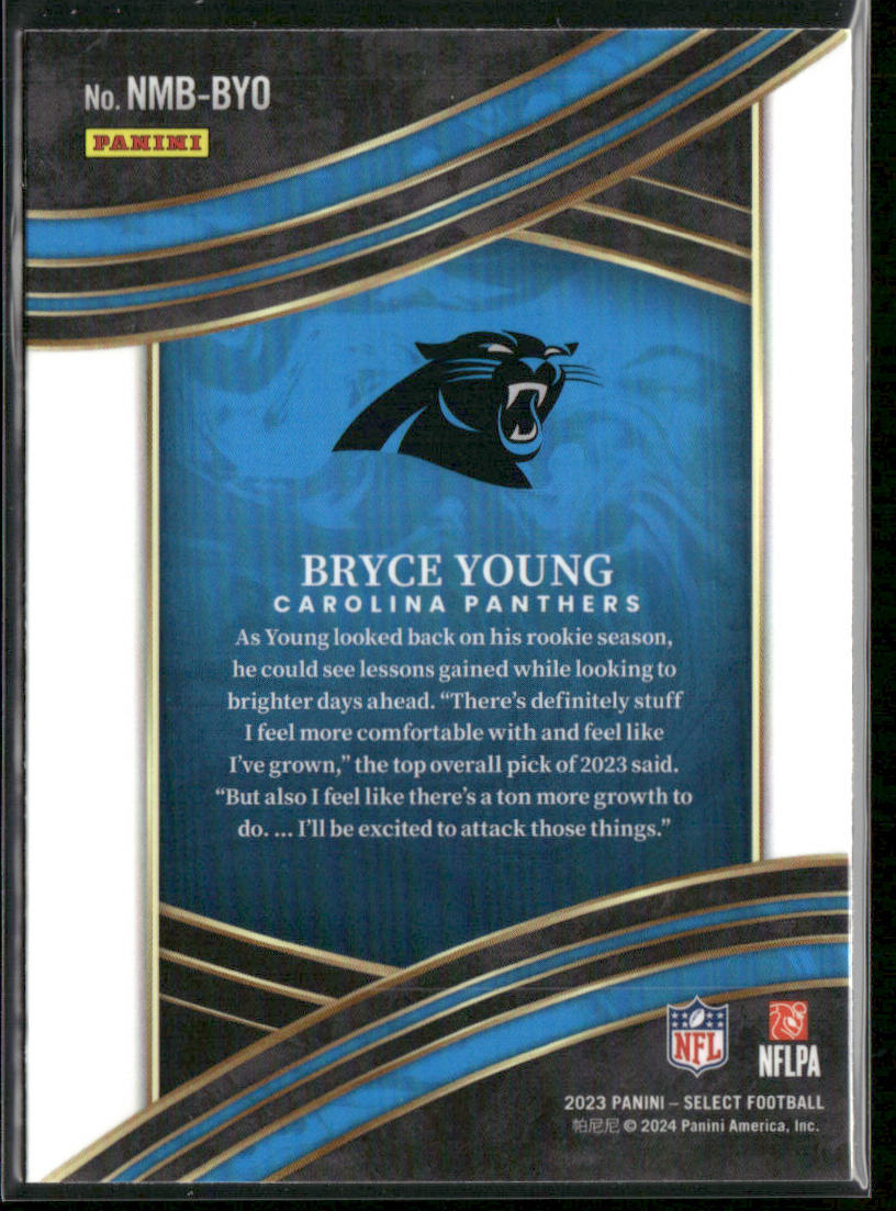 Bryce Young 2023 Panini Select Select Numbers #NMB-BYO Carolina Panthers