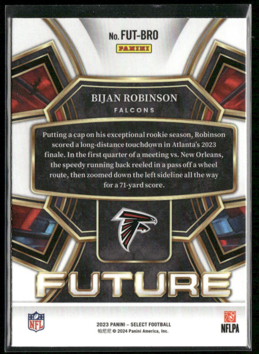 Bijan Robinson 2023 Panini Select Select Future #FUT-BRO Atlanta Falcons