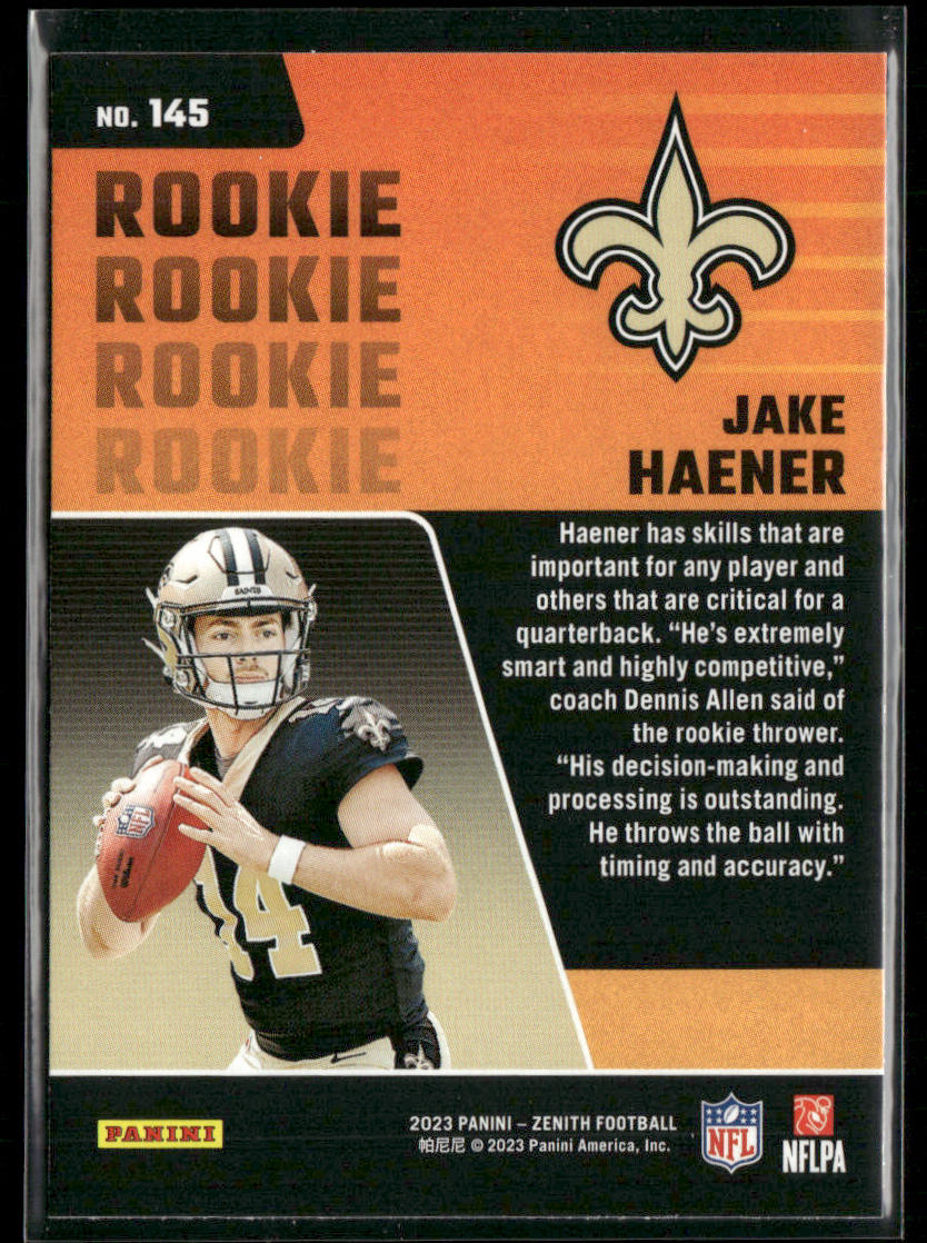 Jake Haener 2023 Panini Zenith Retail #145 RC New Orleans Saints