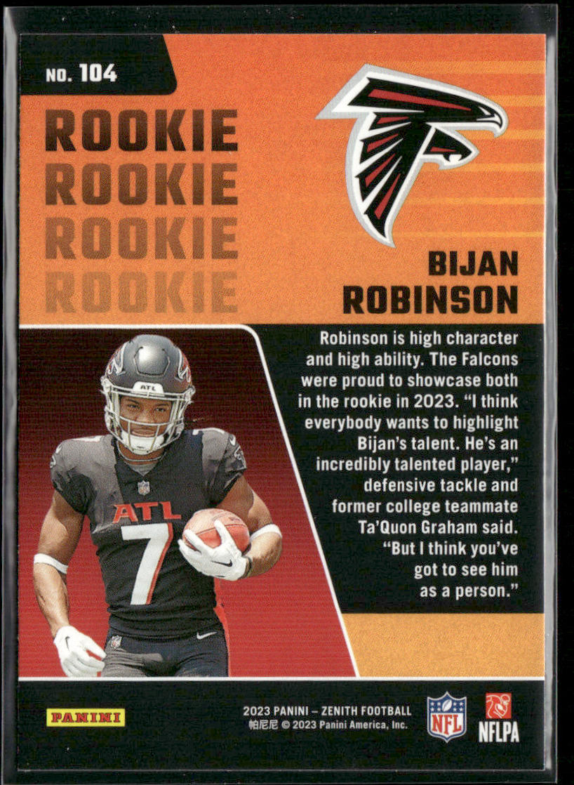 Bijan Robinson 2023 Panini Zenith Retail #104 RC Atlanta Falcons