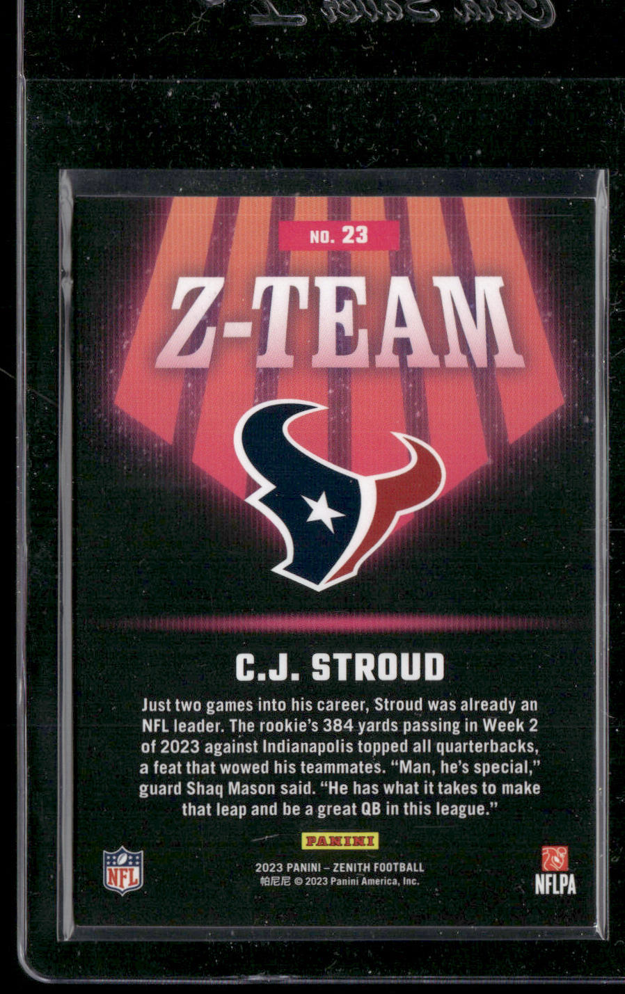 C.J. Stroud 2023 Panini Zenith Z-Team #23 Houston Texans