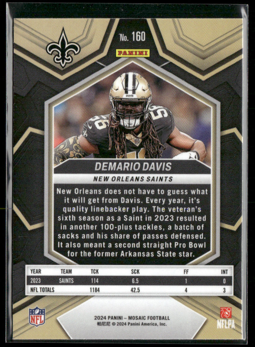 Demario Davis 2024 Panini Mosaic #160 New Orleans Saints