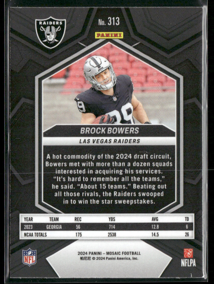 Brock Bowers 2024 Panini Mosaic #313 RC Las Vegas Raiders