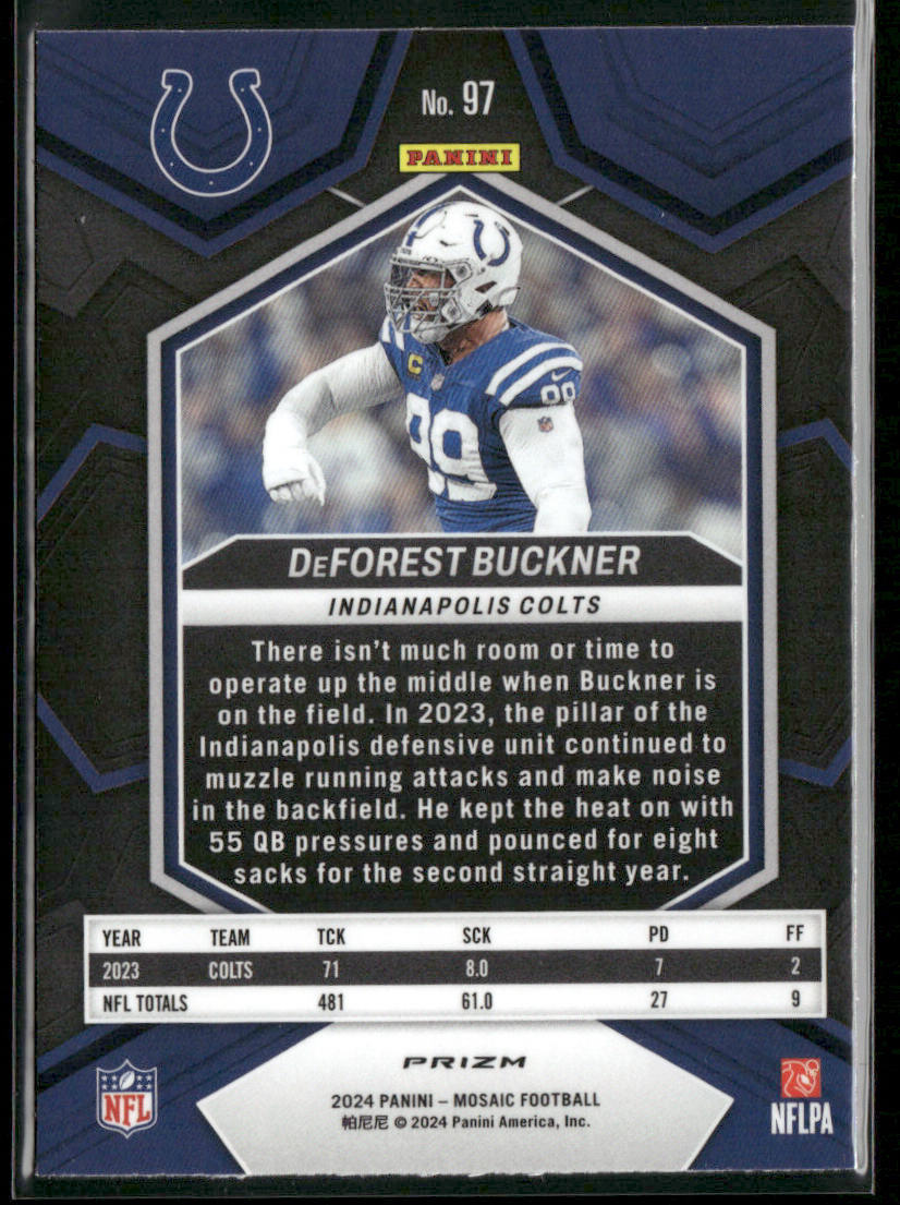 DeForest Buckner 2024 Panini Mosaic Mosaic Green #97 Indianapolis Colts