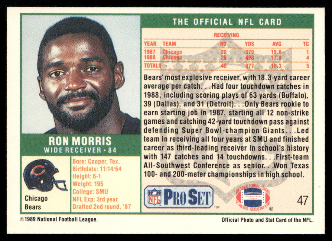 Ron Morris 1989 Pro Set #47b RC Replaced William Perry Chicago Bears