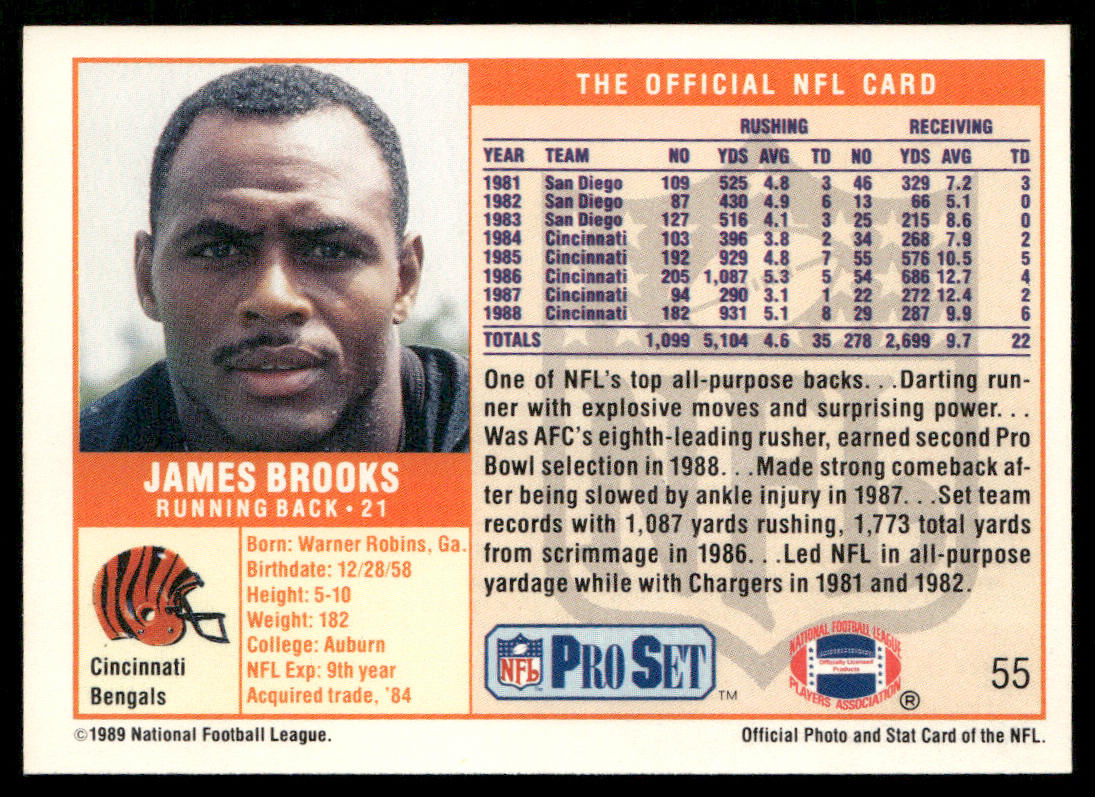 James Brooks 1989 Pro Set #55 Cincinnati Bengals