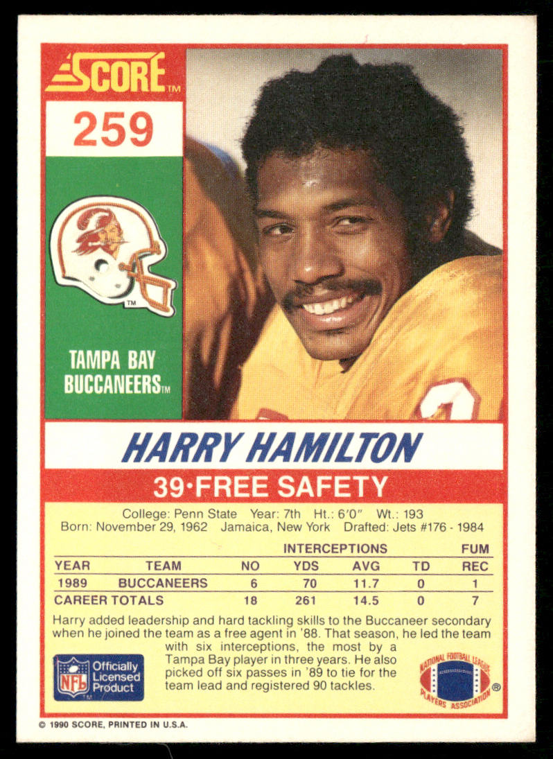 Harry Hamilton 1990 Score #259 Tampa Bay Buccaneers