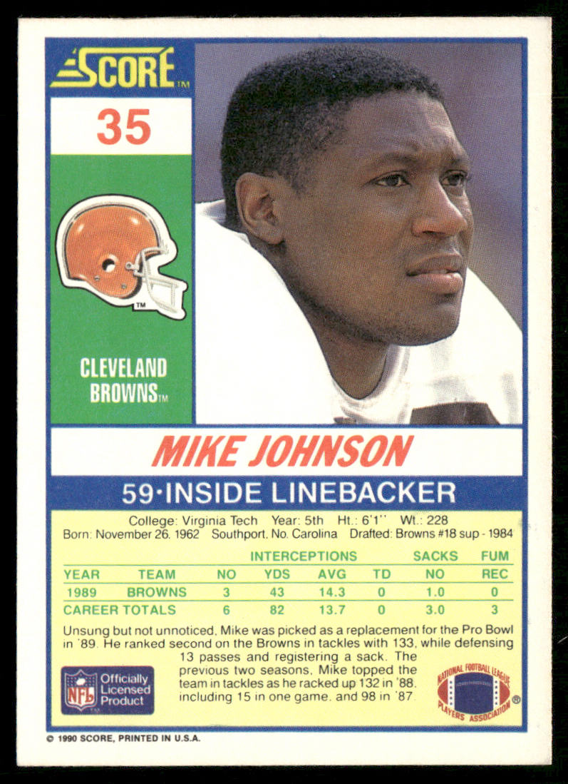 Mike Johnson 1990 Score #35 Cleveland Browns