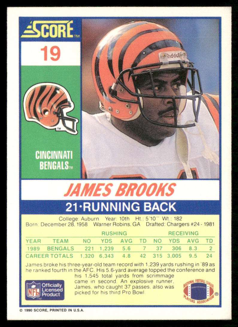 James Brooks 1990 Score #19 Cincinnati Bengals