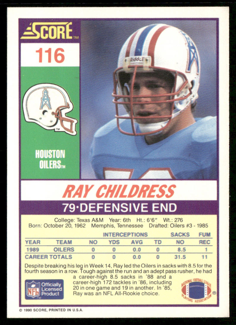 Ray Childress 1990 Score #116 Houston Oilers
